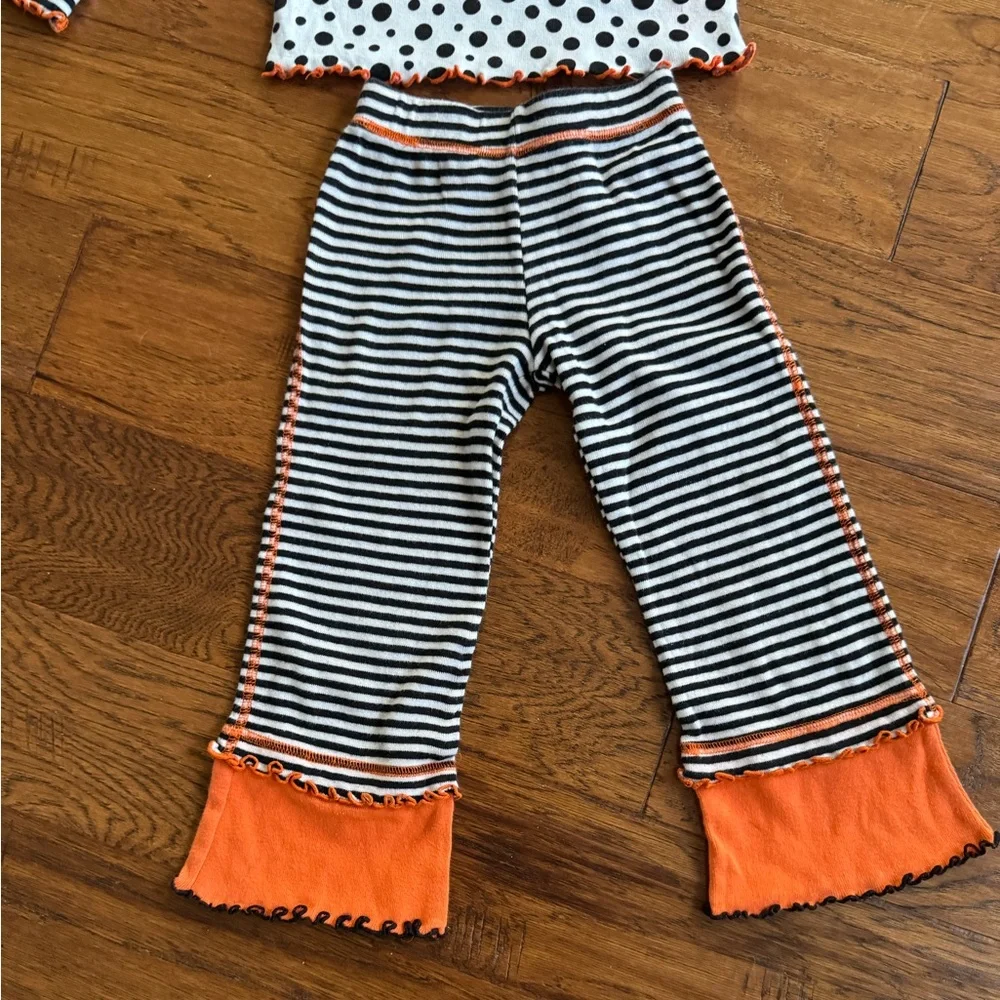 Miss Tee V-Us Orange and Black Striped Polka Dot‎ Outfit
